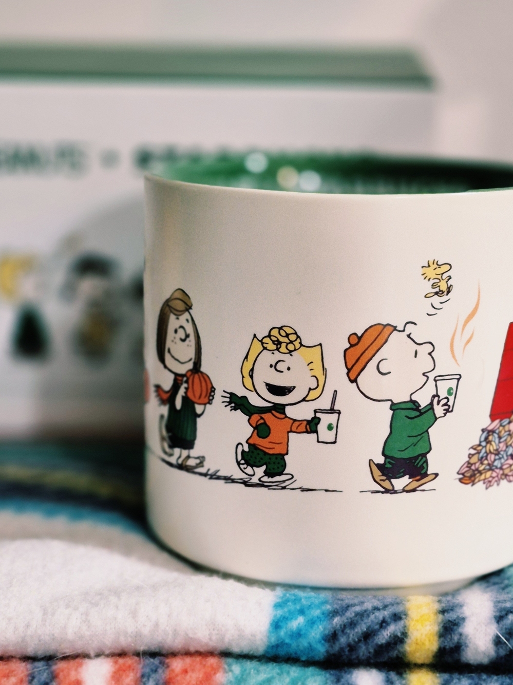 Peanuts Holiday Cartoon Ceramic Mug - Green & White